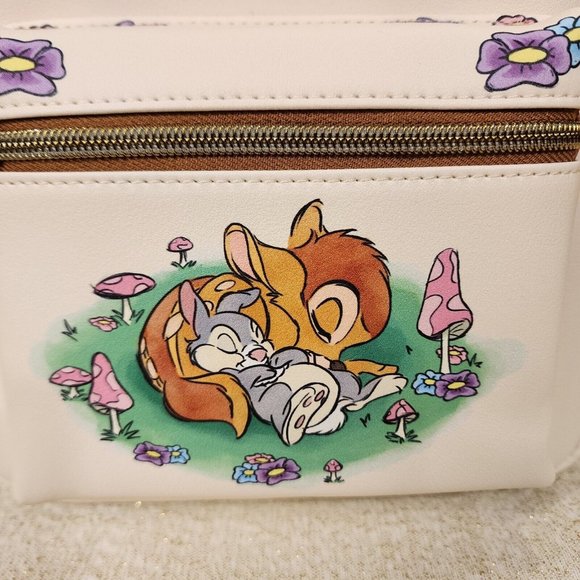 Loungefly Disney Bambi Thumper Sleeping Mushroom Floral Mini Backpack NEW - Picture 3 of 11